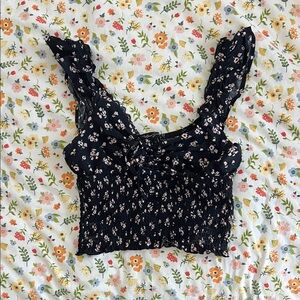 Black Floral Tank Top